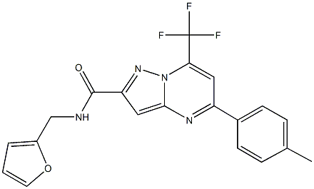 N-(2-furylmethyl)-5-(4-methylphenyl)-7-(trifluoromethyl)pyrazolo[1,5-a]pyrimidine-2-carboxamide 结构式