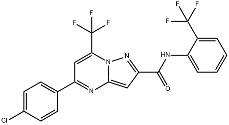 5-(4-chlorophenyl)-7-(trifluoromethyl)-N-[2-(trifluoromethyl)phenyl]pyrazolo[1,5-a]pyrimidine-2-carboxamide 结构式