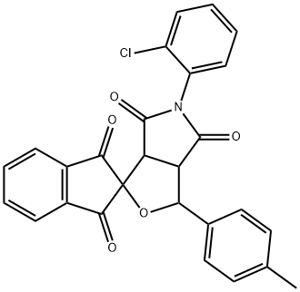 5-(2-chlorophenyl)-3-(4-methylphenyl)-4,6-dioxohexahydrospiro(1H-furo[3,4-c]pyrrole-1,2'-[1,3]-dioxoindane) 结构式