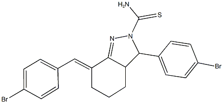 7-(4-bromobenzylidene)-3-(4-bromophenyl)-3,3a,4,5,6,7-hexahydro-2H-indazole-2-carbothioamide 结构式