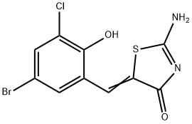 5-(5-bromo-3-chloro-2-hydroxybenzylidene)-2-imino-1,3-thiazolidin-4-one 结构式
