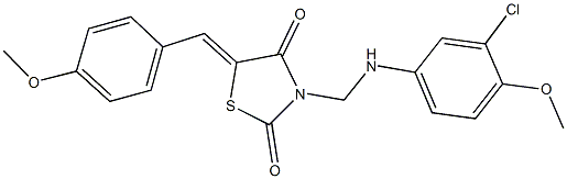 3-[(3-chloro-4-methoxyanilino)methyl]-5-(4-methoxybenzylidene)-1,3-thiazolidine-2,4-dione 结构式