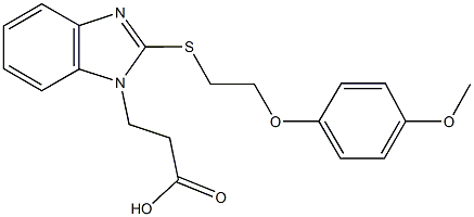 3-(2-{[2-(4-methoxyphenoxy)ethyl]sulfanyl}-1H-benzimidazol-1-yl)propanoic acid 结构式