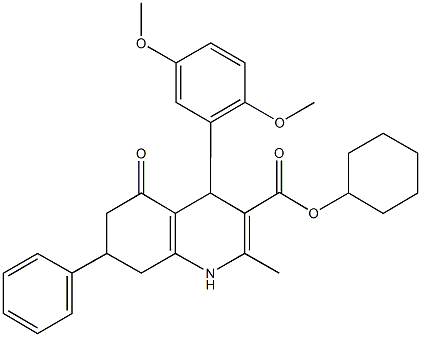 cyclohexyl 4-(2,5-dimethoxyphenyl)-2-methyl-5-oxo-7-phenyl-1,4,5,6,7,8-hexahydro-3-quinolinecarboxylate 结构式