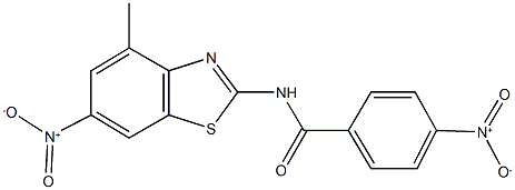 4-nitro-N-{6-nitro-4-methyl-1,3-benzothiazol-2-yl}benzamide 结构式