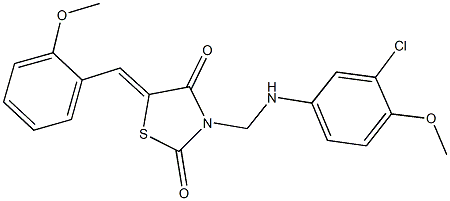 3-[(3-chloro-4-methoxyanilino)methyl]-5-(2-methoxybenzylidene)-1,3-thiazolidine-2,4-dione 结构式