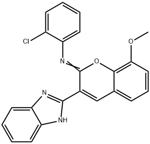 N-[3-(1H-benzimidazol-2-yl)-8-methoxy-2H-chromen-2-ylidene]-N-(2-chlorophenyl)amine 结构式