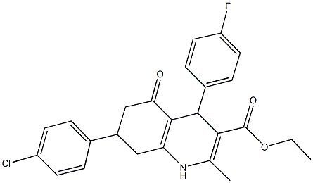 ethyl 7-(4-chlorophenyl)-4-(4-fluorophenyl)-2-methyl-5-oxo-1,4,5,6,7,8-hexahydro-3-quinolinecarboxylate 结构式