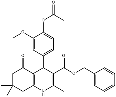 benzyl 4-[4-(acetyloxy)-3-methoxyphenyl]-2,7,7-trimethyl-5-oxo-1,4,5,6,7,8-hexahydro-3-quinolinecarboxylate 结构式