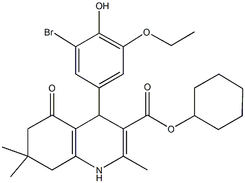 cyclohexyl 4-(3-bromo-5-ethoxy-4-hydroxyphenyl)-2,7,7-trimethyl-5-oxo-1,4,5,6,7,8-hexahydro-3-quinolinecarboxylate 结构式