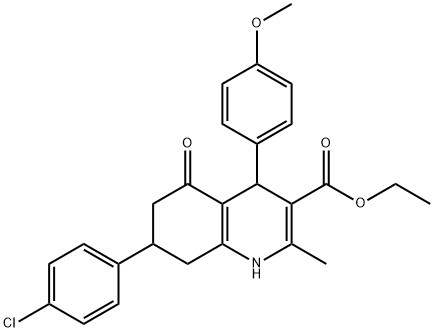 ethyl 7-(4-chlorophenyl)-4-(4-methoxyphenyl)-2-methyl-5-oxo-1,4,5,6,7,8-hexahydro-3-quinolinecarboxylate 结构式