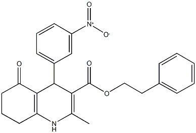 2-phenylethyl 4-{3-nitrophenyl}-2-methyl-5-oxo-1,4,5,6,7,8-hexahydro-3-quinolinecarboxylate 结构式