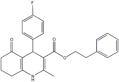 2-phenylethyl 4-(4-fluorophenyl)-2-methyl-5-oxo-1,4,5,6,7,8-hexahydro-3-quinolinecarboxylate 结构式