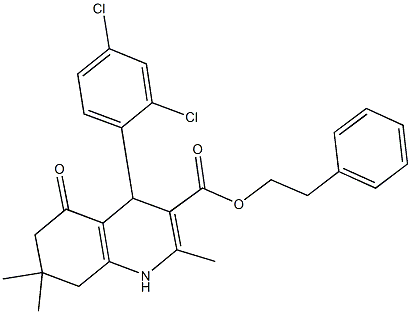 2-phenylethyl 4-(2,4-dichlorophenyl)-2,7,7-trimethyl-5-oxo-1,4,5,6,7,8-hexahydro-3-quinolinecarboxylate 结构式