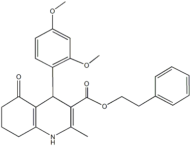 2-phenylethyl 4-(2,4-dimethoxyphenyl)-2-methyl-5-oxo-1,4,5,6,7,8-hexahydro-3-quinolinecarboxylate 结构式