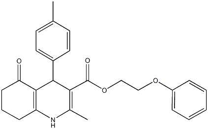 2-phenoxyethyl 2-methyl-4-(4-methylphenyl)-5-oxo-1,4,5,6,7,8-hexahydro-3-quinolinecarboxylate 结构式