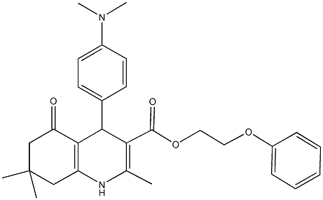 2-phenoxyethyl 4-[4-(dimethylamino)phenyl]-2,7,7-trimethyl-5-oxo-1,4,5,6,7,8-hexahydro-3-quinolinecarboxylate 结构式