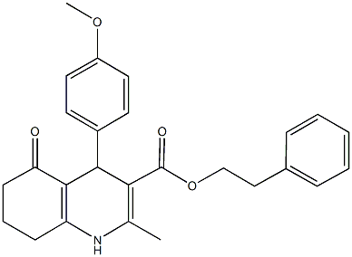 2-phenylethyl 4-(4-methoxyphenyl)-2-methyl-5-oxo-1,4,5,6,7,8-hexahydro-3-quinolinecarboxylate 结构式
