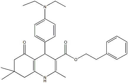 2-phenylethyl 4-[4-(diethylamino)phenyl]-2,7,7-trimethyl-5-oxo-1,4,5,6,7,8-hexahydro-3-quinolinecarboxylate 结构式