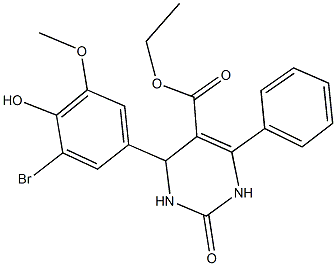 ethyl 4-(3-bromo-4-hydroxy-5-methoxyphenyl)-2-oxo-6-phenyl-1,2,3,4-tetrahydro-5-pyrimidinecarboxylate 结构式