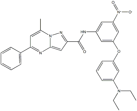 N-{3-[3-(diethylamino)phenoxy]-5-nitrophenyl}-7-methyl-5-phenylpyrazolo[1,5-a]pyrimidine-2-carboxamide 结构式