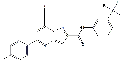 5-(4-fluorophenyl)-7-(trifluoromethyl)-N-[3-(trifluoromethyl)phenyl]pyrazolo[1,5-a]pyrimidine-2-carboxamide 结构式