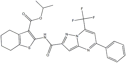 isopropyl 2-({[5-phenyl-7-(trifluoromethyl)pyrazolo[1,5-a]pyrimidin-2-yl]carbonyl}amino)-4,5,6,7-tetrahydro-1-benzothiophene-3-carboxylate 结构式