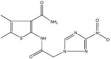 2-[({3-nitro-1H-1,2,4-triazol-1-yl}acetyl)amino]-4,5-dimethyl-3-thiophenecarboxamide 结构式