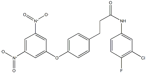 3-(4-{3,5-bisnitrophenoxy}phenyl)-N-(3-chloro-4-fluorophenyl)propanamide 结构式