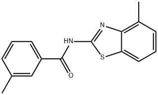 3-methyl-N-(4-methyl-1,3-benzothiazol-2-yl)benzamide 结构式