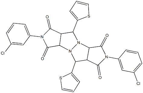 2,7-bis(3-chlorophenyl)-5,10-di(2-thienyl)tetrahydropyrrolo[3,4-c]pyrrolo[3',4':4,5]pyrazolo[1,2-a]pyrazole-1,3,6,8(2H,3aH,5H,7H)-tetrone 结构式