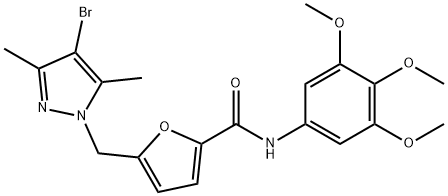 5-[(4-bromo-3,5-dimethyl-1H-pyrazol-1-yl)methyl]-N-(3,4,5-trimethoxyphenyl)-2-furamide 结构式