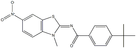 4-tert-butyl-N-(6-nitro-3-methyl-1,3-benzothiazol-2(3H)-ylidene)benzamide 结构式