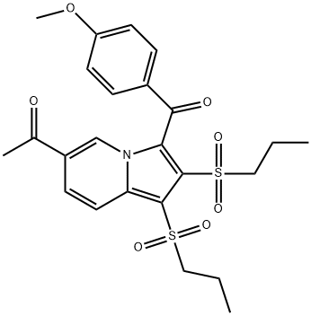 1-[3-(4-methoxybenzoyl)-1,2-bis(propylsulfonyl)-6-indolizinyl]ethanone 结构式