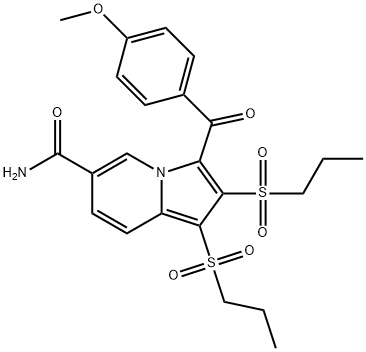 3-(4-methoxybenzoyl)-1,2-bis(propylsulfonyl)-6-indolizinecarboxamide 结构式