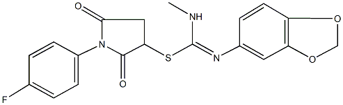 1-(4-fluorophenyl)-2,5-dioxo-3-pyrrolidinyl N'-(1,3-benzodioxol-5-yl)-N-methylimidothiocarbamate 结构式