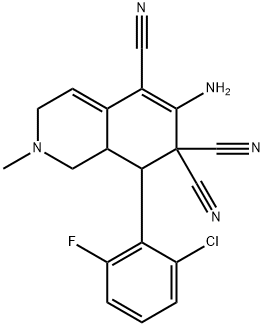 6-amino-8-(2-chloro-6-fluorophenyl)-2-methyl-2,3,8,8a-tetrahydroisoquinoline-5,7,7(1H)-tricarbonitrile 结构式