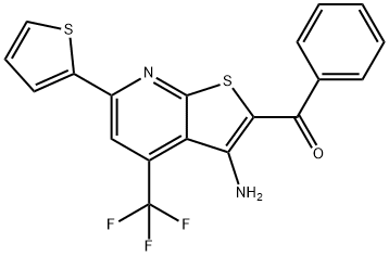 [3-amino-6-(2-thienyl)-4-(trifluoromethyl)thieno[2,3-b]pyridin-2-yl](phenyl)methanone 结构式