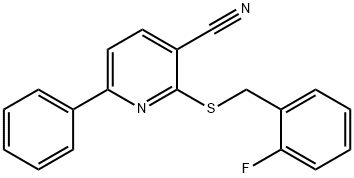 2-[(2-fluorobenzyl)sulfanyl]-6-phenylnicotinonitrile 结构式
