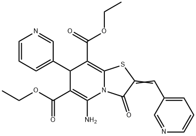 diethyl 5-amino-3-oxo-7-(3-pyridinyl)-2-(3-pyridinylmethylene)-2,3-dihydro-7H-[1,3]thiazolo[3,2-a]pyridine-6,8-dicarboxylate 结构式