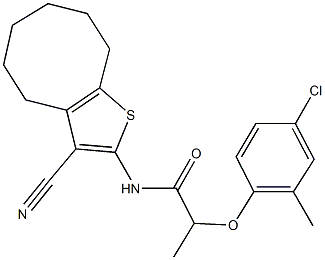 2-(4-chloro-2-methylphenoxy)-N-(3-cyano-4,5,6,7,8,9-hexahydrocycloocta[b]thien-2-yl)propanamide 结构式