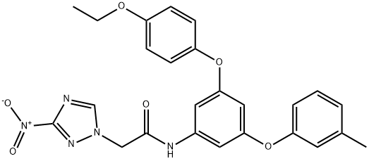 N-[3-(4-ethoxyphenoxy)-5-(3-methylphenoxy)phenyl]-2-{3-nitro-1H-1,2,4-triazol-1-yl}acetamide 结构式