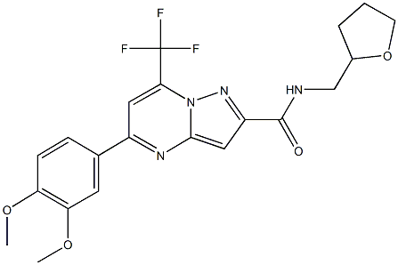 5-(3,4-dimethoxyphenyl)-N-(tetrahydro-2-furanylmethyl)-7-(trifluoromethyl)pyrazolo[1,5-a]pyrimidine-2-carboxamide 结构式