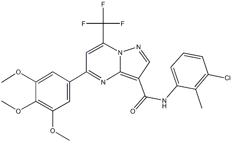 N-(3-chloro-2-methylphenyl)-7-(trifluoromethyl)-5-(3,4,5-trimethoxyphenyl)pyrazolo[1,5-a]pyrimidine-3-carboxamide 结构式