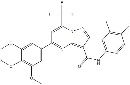 N-(3,4-dimethylphenyl)-7-(trifluoromethyl)-5-(3,4,5-trimethoxyphenyl)pyrazolo[1,5-a]pyrimidine-3-carboxamide 结构式