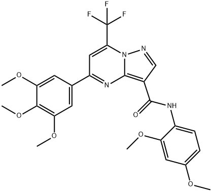 N-(2,4-dimethoxyphenyl)-7-(trifluoromethyl)-5-(3,4,5-trimethoxyphenyl)pyrazolo[1,5-a]pyrimidine-3-carboxamide 结构式