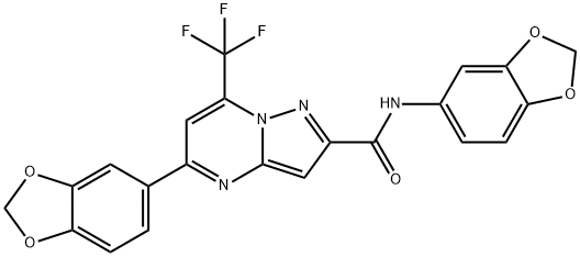 N,5-di(1,3-benzodioxol-5-yl)-7-(trifluoromethyl)pyrazolo[1,5-a]pyrimidine-2-carboxamide 结构式