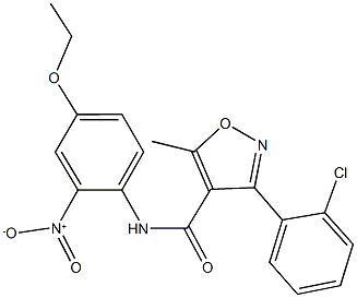 3-(2-chlorophenyl)-N-{4-ethoxy-2-nitrophenyl}-5-methyl-4-isoxazolecarboxamide 结构式