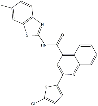2-(5-chloro-2-thienyl)-N-(6-methyl-1,3-benzothiazol-2-yl)-4-quinolinecarboxamide 结构式
