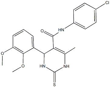 N-(4-chlorophenyl)-4-(2,3-dimethoxyphenyl)-6-methyl-2-thioxo-1,2,3,4-tetrahydro-5-pyrimidinecarboxamide 结构式